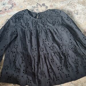 J. Crew Black Eyelet Blouse